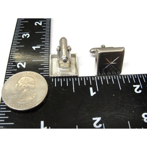 Tradition Silver Tone Cufflink Matching Tie Set Formal Wedding Tux Vintage IOB - Picture 13 of 16